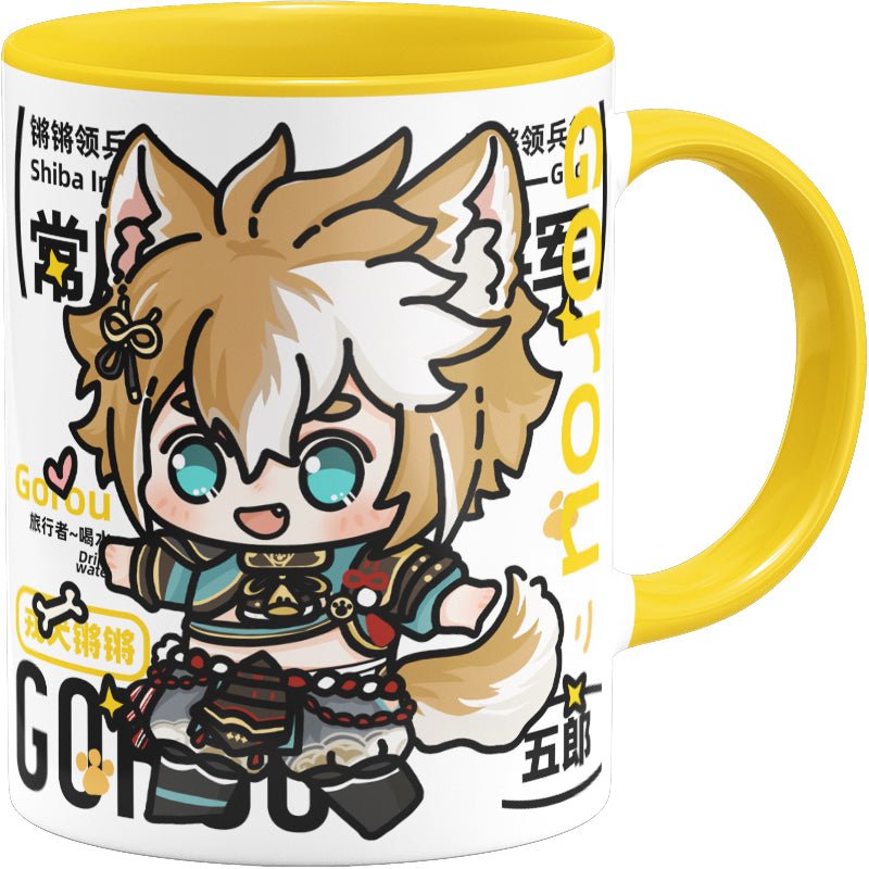 Genshin Impact Comic Style Cute Character Ceramics Mug - Gorou - Teyvat Tavern - Genshin Impact & Honkai Star Rail & 3Z Merch
