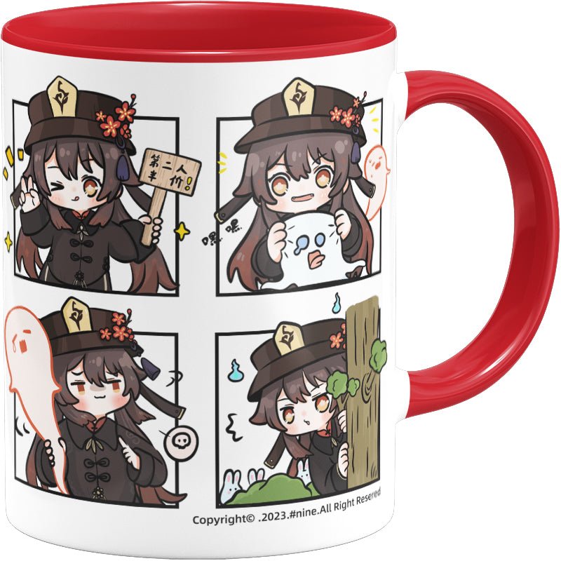 Genshin Impact Comic Style Cute Character Ceramics Mug - Hutao (Four Frame) - Teyvat Tavern - Genshin Impact & Honkai Star Rail & 3Z Merch