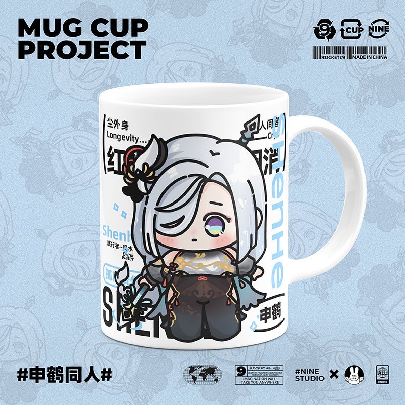 Genshin Impact Comic Style Cute Character Ceramics Mug - Shenhe - Teyvat Tavern - Genshin Impact & Honkai Star Rail & 3Z Merch