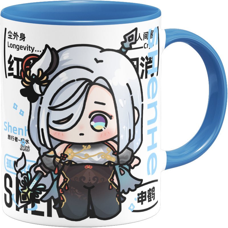 Genshin Impact Comic Style Cute Character Ceramics Mug - Shenhe - Teyvat Tavern - Genshin Impact & Honkai Star Rail & 3Z Merch