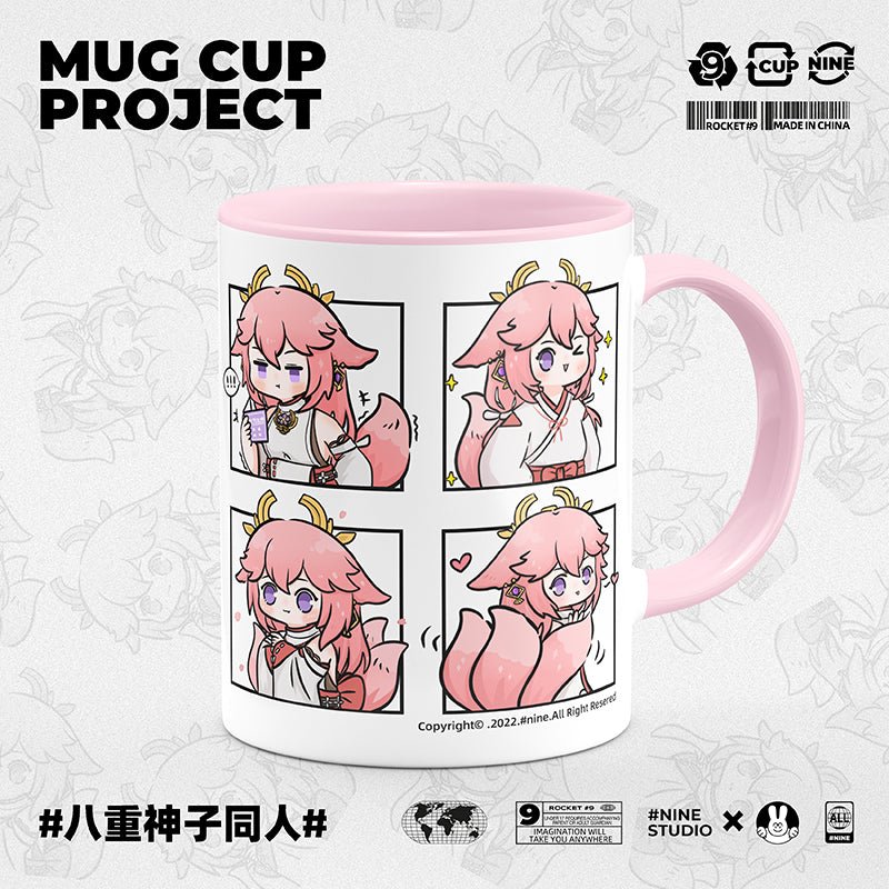 Genshin Impact Comic Style Cute Character Ceramics Mug - Yae Miko(4 Frames) - Teyvat Tavern - Genshin Impact & Honkai Star Rail & 3Z Merch