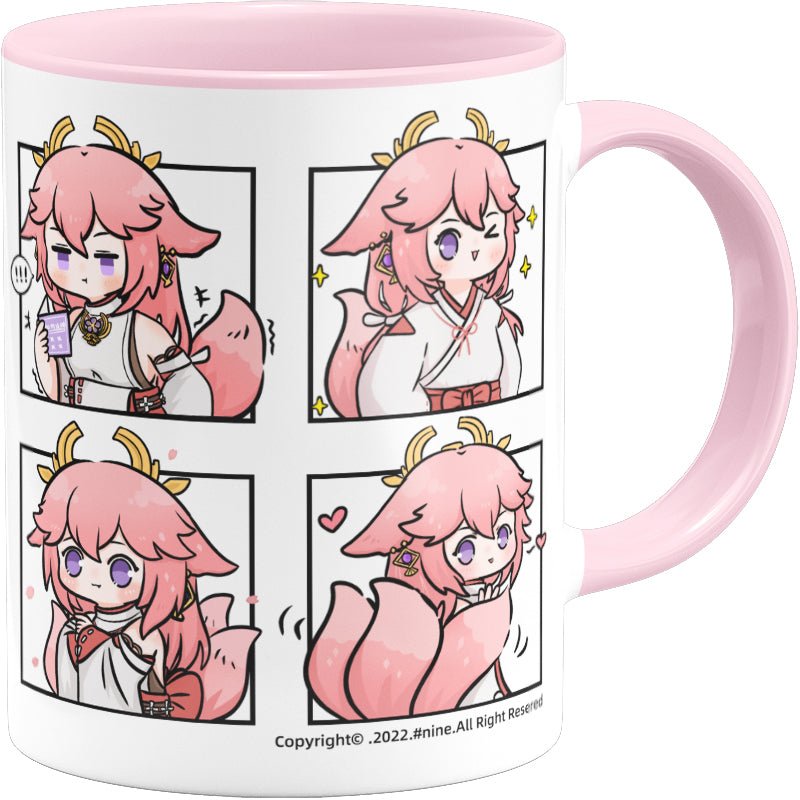 Genshin Impact Comic Style Cute Character Ceramics Mug - Yae Miko(4 Frames) - Teyvat Tavern - Genshin Impact & Honkai Star Rail & 3Z Merch
