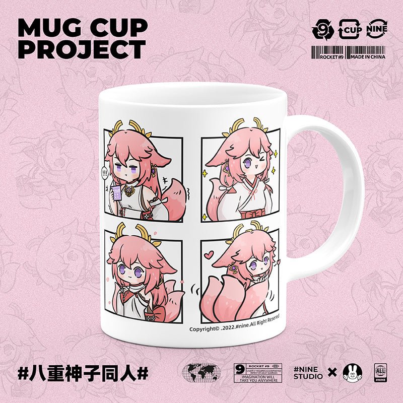 Genshin Impact Comic Style Cute Character Ceramics Mug - Yae Miko(4 Frames) - Teyvat Tavern - Genshin Impact & Honkai Star Rail & 3Z Merch