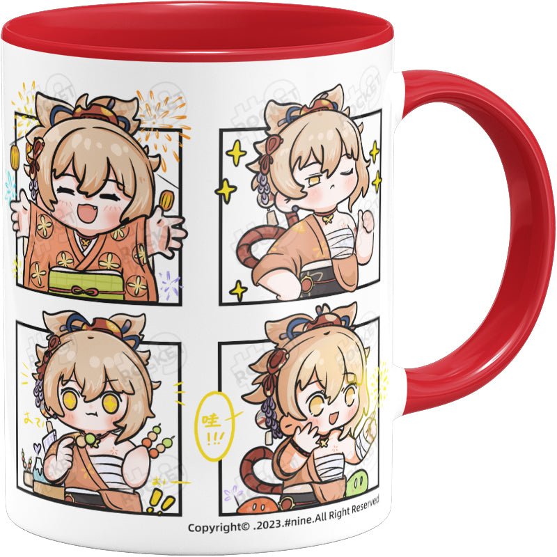 Genshin Impact Comic Style Cute Character Ceramics Mug - Yoimiya (Four Frame) - Teyvat Tavern - Genshin Impact & Honkai Star Rail & 3Z Merch