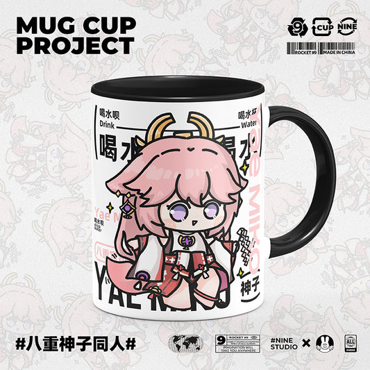 Genshin Impact Comic Style Cute Character Ceramics Mug - Yae Miko - Teyvat Tavern - Genshin Merch