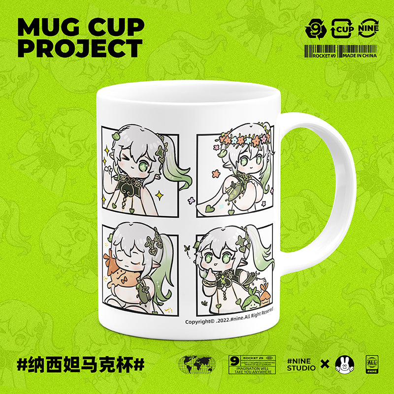 Genshin Impact Comic Style Cute Character Ceramics Mug - Nahida (4 Frames) - Teyvat Tavern - Genshin Merch