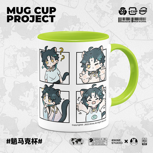 Genshin Impact Comic Style Cute Character Ceramics Mug - Xiao (4 Frames) - Teyvat Tavern - Genshin Merch