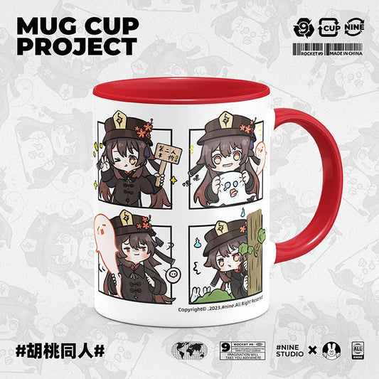 Genshin Impact Comic Style Cute Character Ceramics Mug - Hutao (Four Frame) - Teyvat Tavern - Genshin Impact & Honkai Star Rail & 3Z Merch