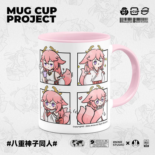 Genshin Impact Comic Style Cute Character Ceramics Mug - Yae Miko(4 Frames) - Teyvat Tavern - Genshin Impact & Honkai Star Rail & 3Z Merch