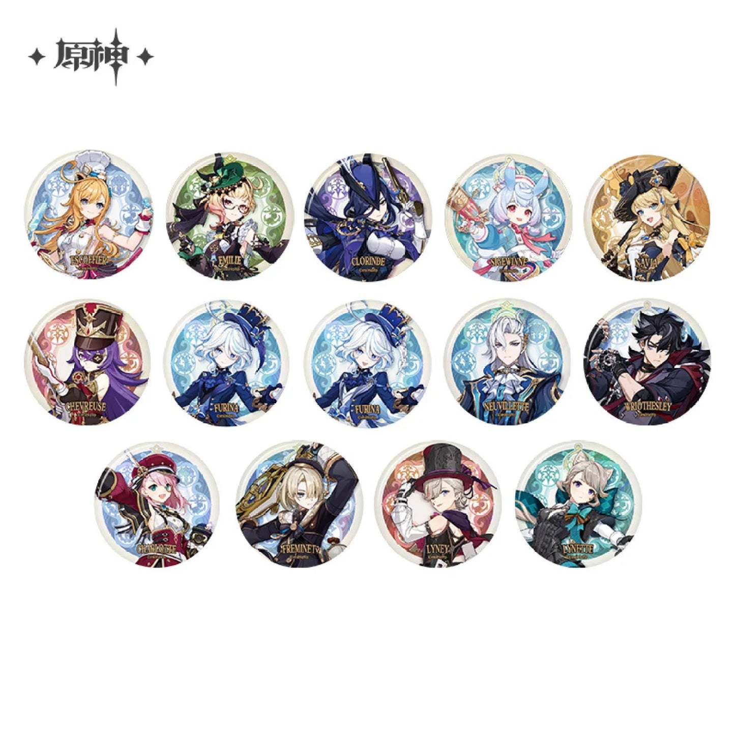 [OFFICIAL] Character Badge - Fontaine - Teyvat Tavern - Genshin Impact & Honkai Star Rail & 3Z Merch