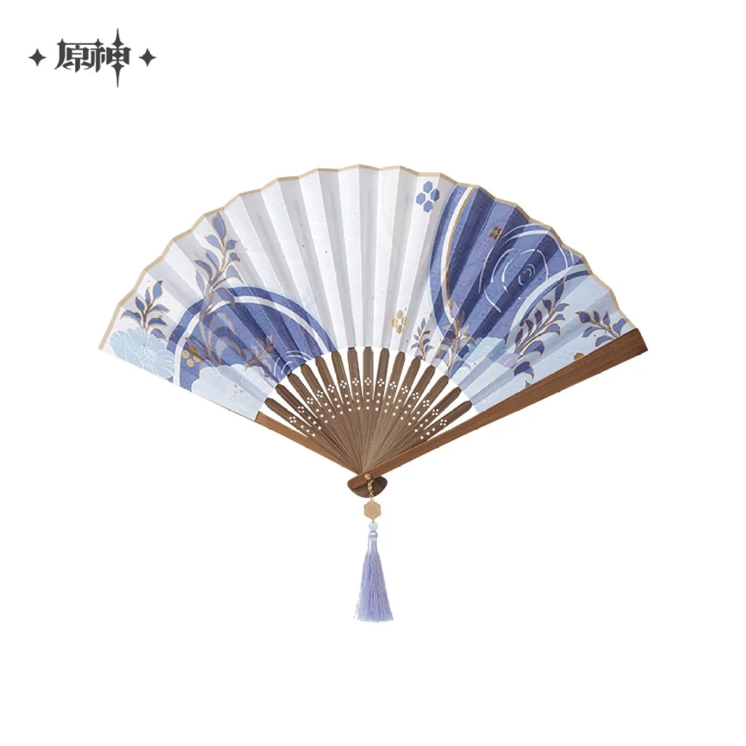 [OFFICIAL] Genshin Impact Kamisato Ayato Impression Series Accessories - Gold - Printed Silk Folding Fan - Teyvat Tavern - Genshin Impact & Honkai Star Rail & 3Z Merch