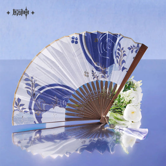 [OFFICIAL] Genshin Impact Kamisato Ayato Impression Series Accessories - Gold - Printed Silk Folding Fan - Teyvat Tavern - Genshin Impact & Honkai Star Rail & 3Z Merch