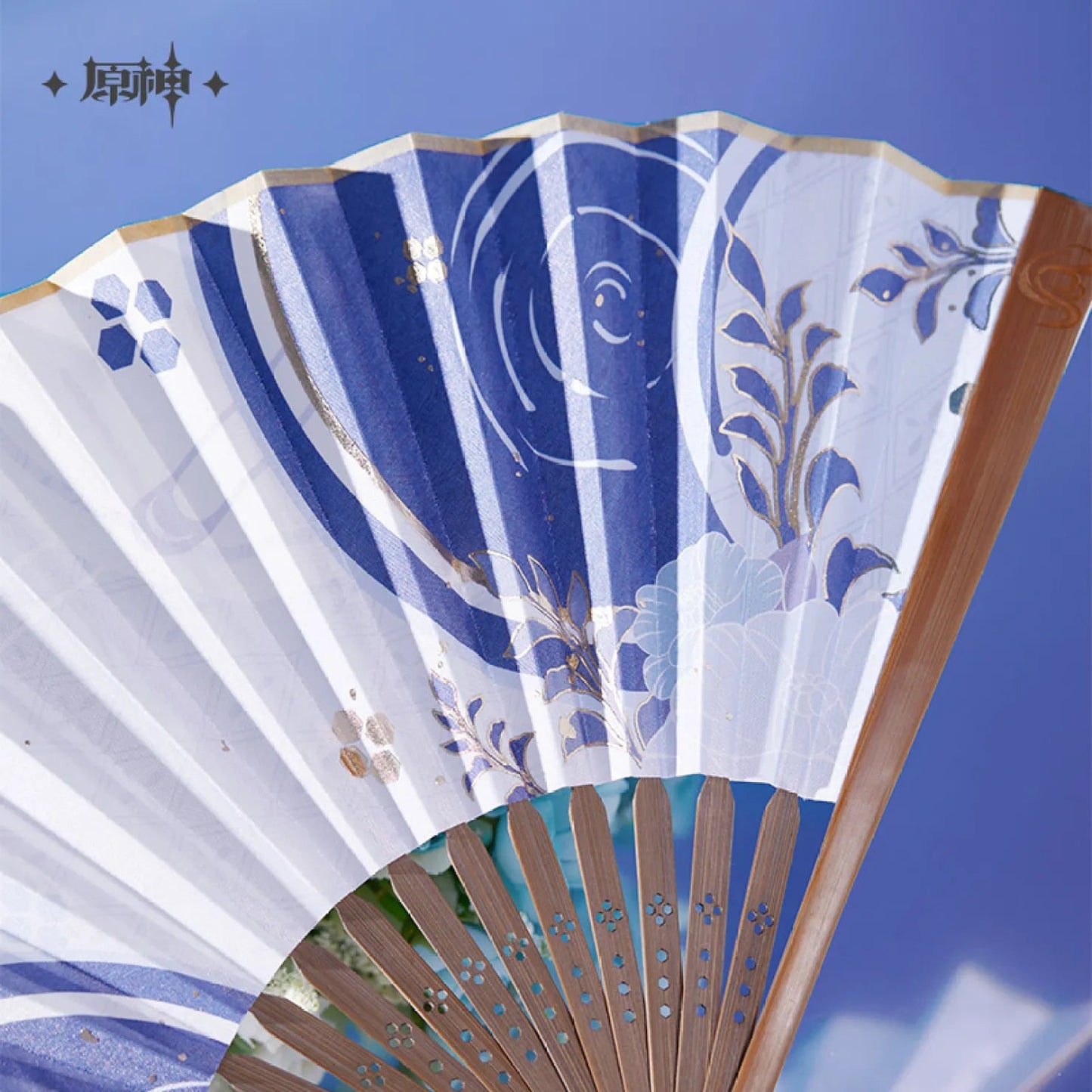[OFFICIAL] Genshin Impact Kamisato Ayato Impression Series Accessories - Gold - Printed Silk Folding Fan - Teyvat Tavern - Genshin Impact & Honkai Star Rail & 3Z Merch