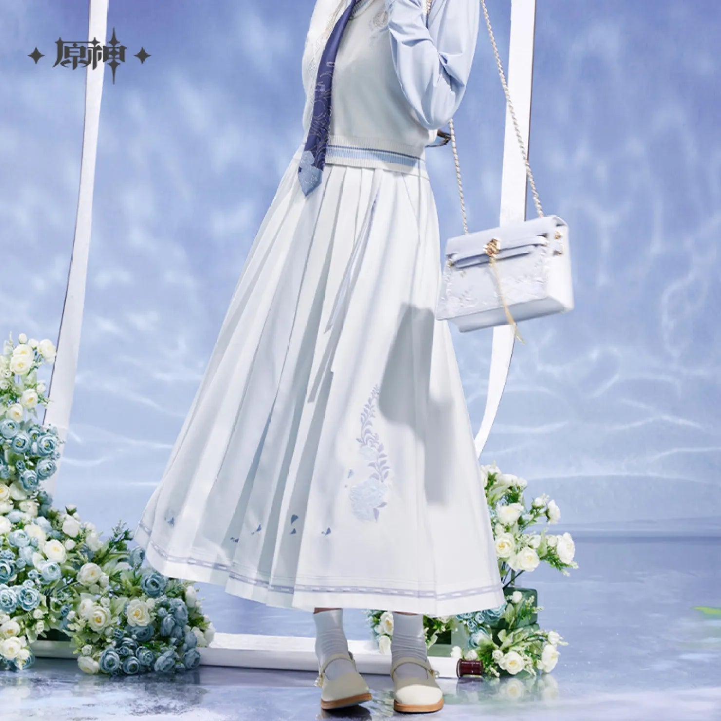 [OFFICIAL] Genshin Impact Kamisato Ayato Impression Series Apparel - Long Pleated Midi Skirt - Teyvat Tavern - Genshin Impact & Honkai Star Rail & 3Z Merch