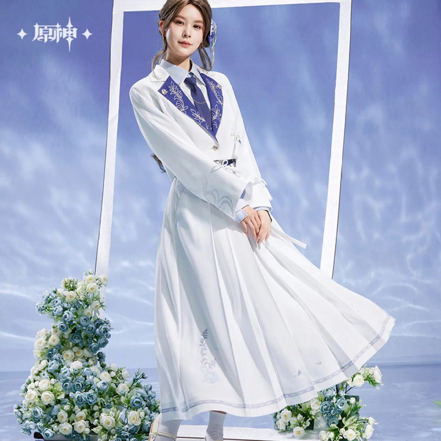 [OFFICIAL] Genshin Impact Kamisato Ayato Impression Series Apparel - Long Pleated Midi Skirt - Teyvat Tavern - Genshin Impact & Honkai Star Rail & 3Z Merch
