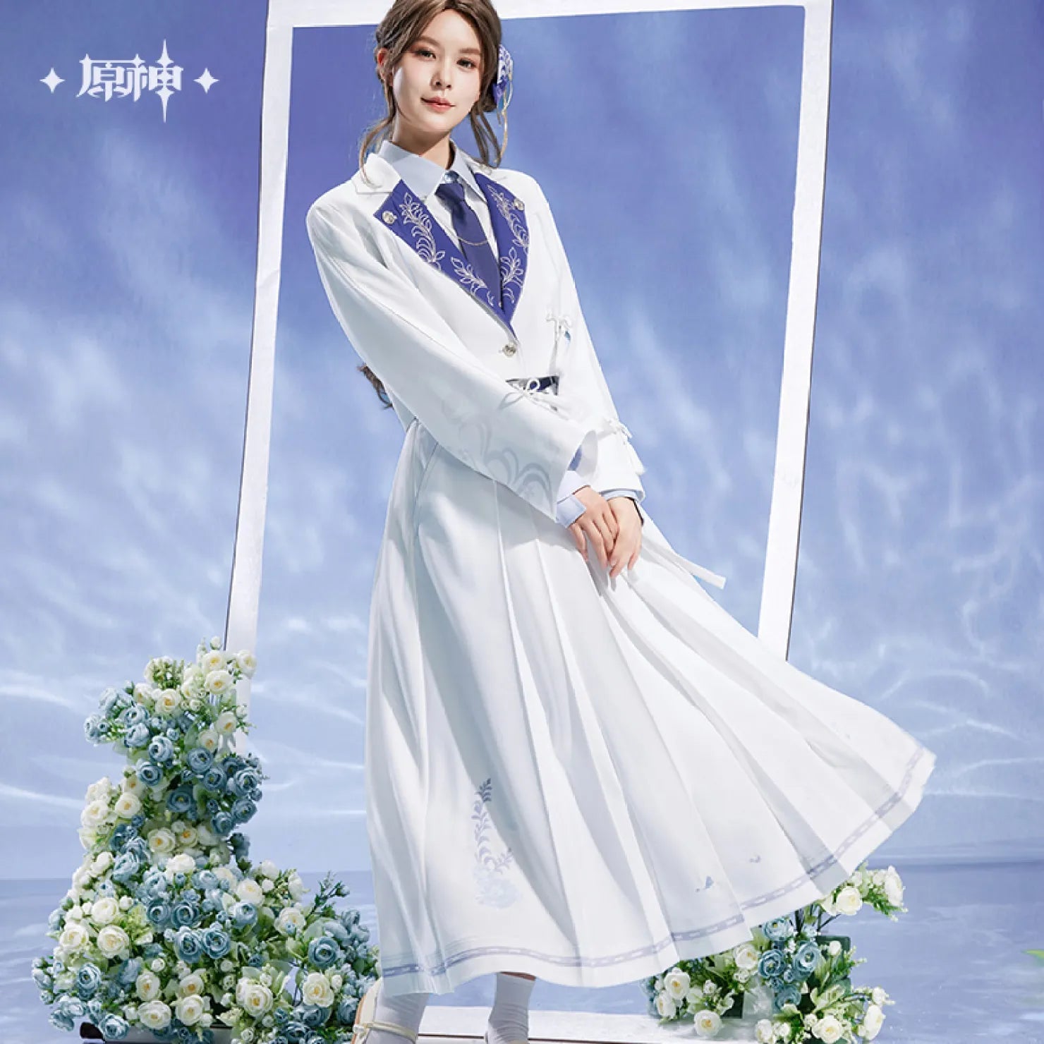 [OFFICIAL] Genshin Impact Kamisato Ayato Impression Series Apparel - Long Pleated Midi Skirt - Teyvat Tavern - Genshin Impact & Honkai Star Rail & 3Z Merch