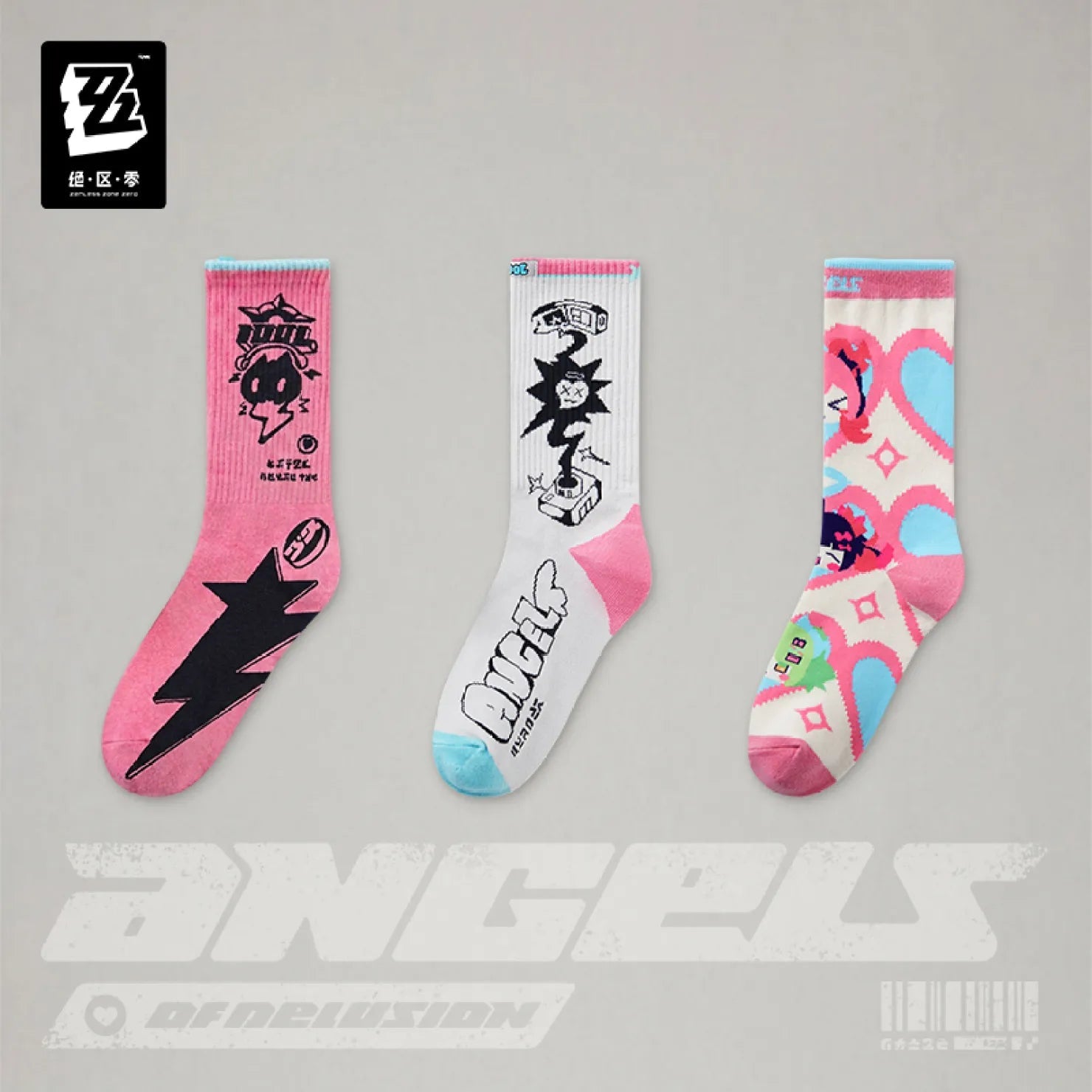 [OFFICIAL] Zenless Zone Zero Angels of Delusion Series Socks Set (3 Pack) - Teyvat Tavern - Genshin Impact & Honkai Star Rail & 3Z Merch